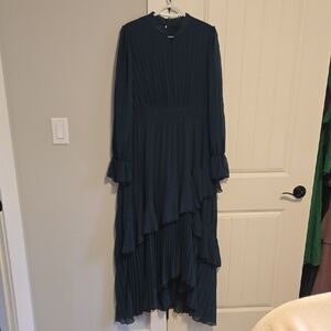 SHEIN Dark Teal Long Sleeve Ruffle Dress